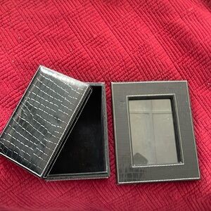 Patent Crocodile Jewelry Box & Picture Frame Set.